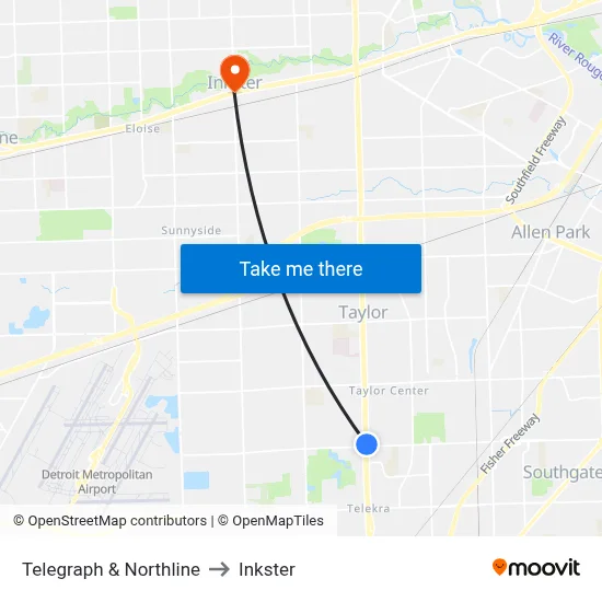 Telegraph & Northline to Inkster map