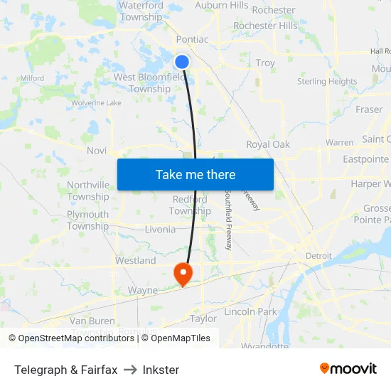 Telegraph & Fairfax to Inkster map