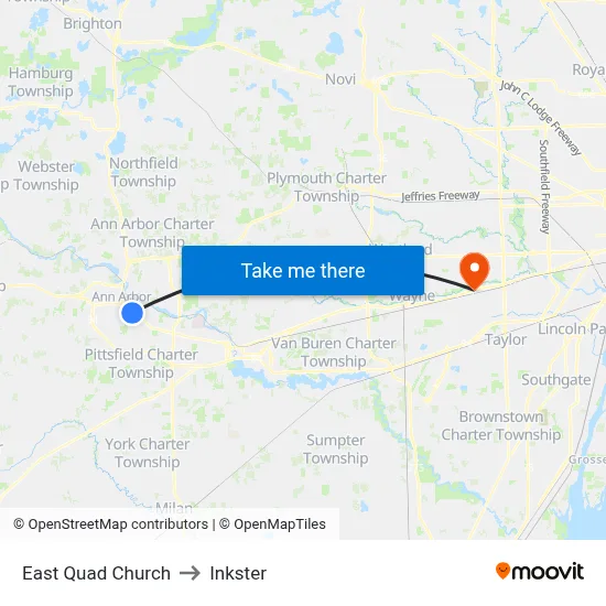 East Quad  Church to Inkster map