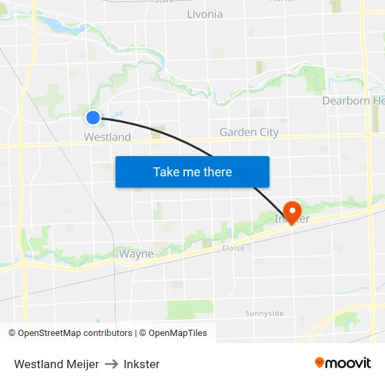 Westland Meijer to Inkster map