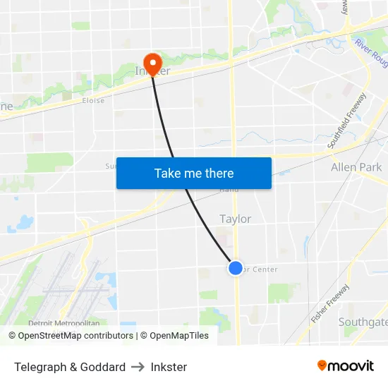 Telegraph & Goddard to Inkster map