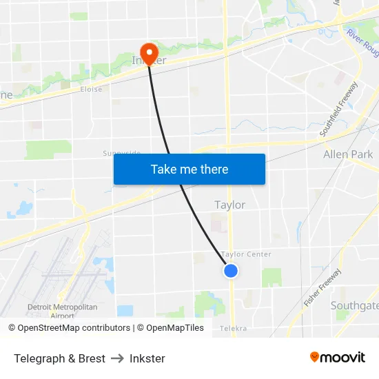 Telegraph & Brest to Inkster map