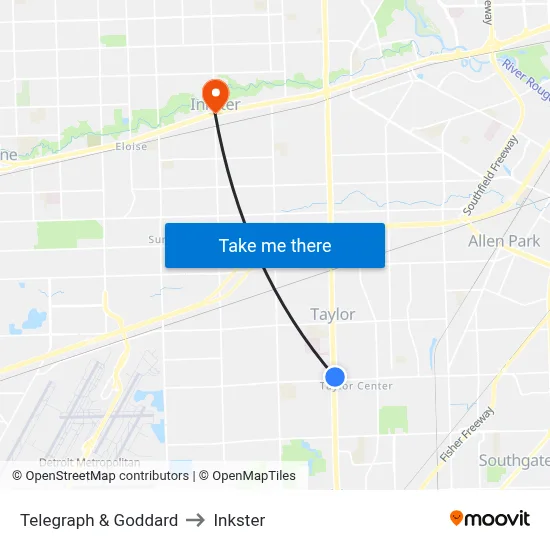 Telegraph & Goddard to Inkster map