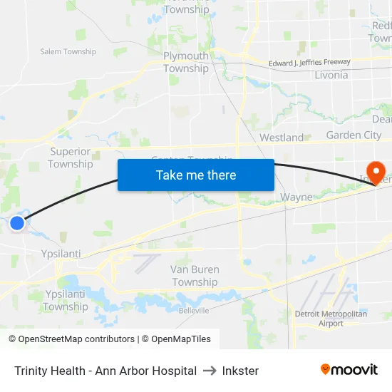 Trinity Health - Ann Arbor Hospital to Inkster map