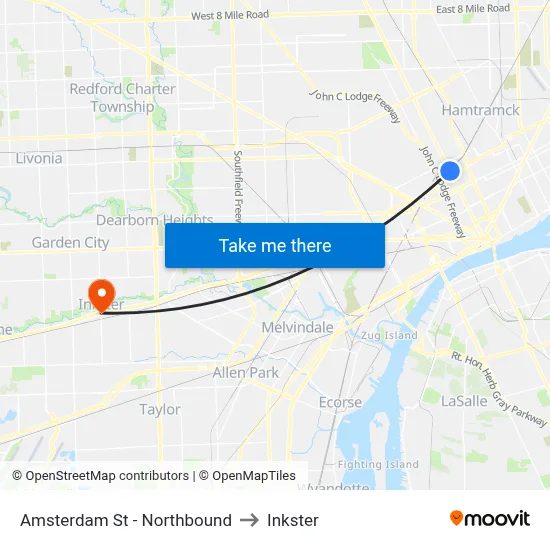 Amsterdam St - Northbound to Inkster map
