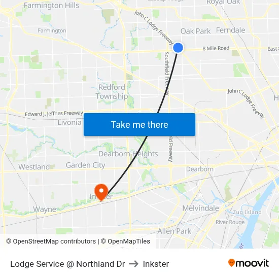 Lodge Service @ Northland Dr to Inkster map