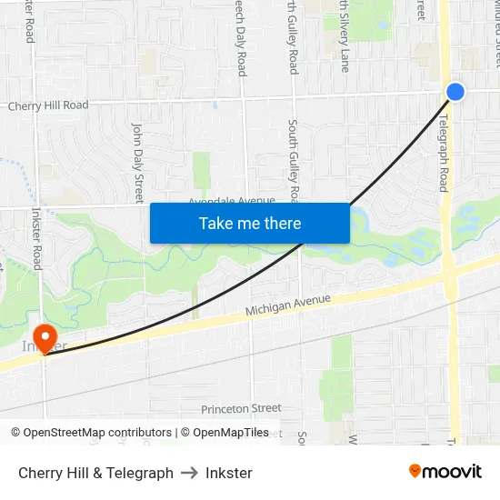 Cherry Hill & Telegraph to Inkster map