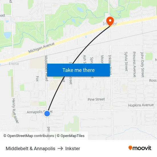 Middlebelt & Annapolis to Inkster map