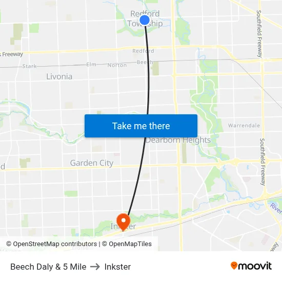 Beech Daly & 5 Mile to Inkster map