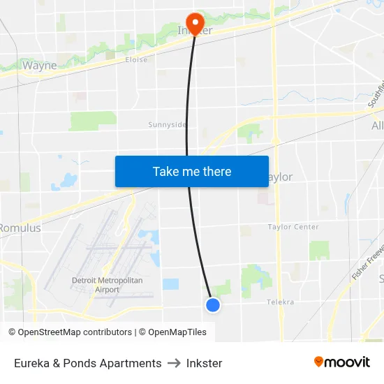 Eureka & Ponds Apartments to Inkster map