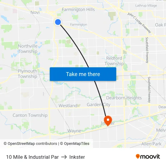 10 Mile & Industrial Par to Inkster map