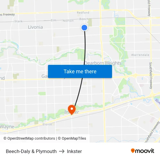 Beech-Daly & Plymouth to Inkster map
