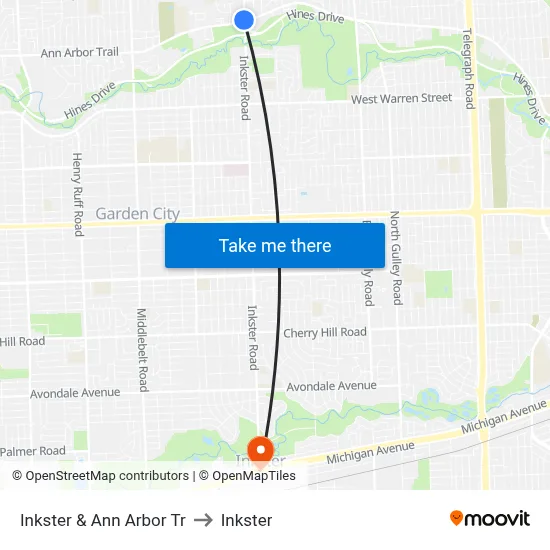 Inkster & Ann Arbor Tr to Inkster map