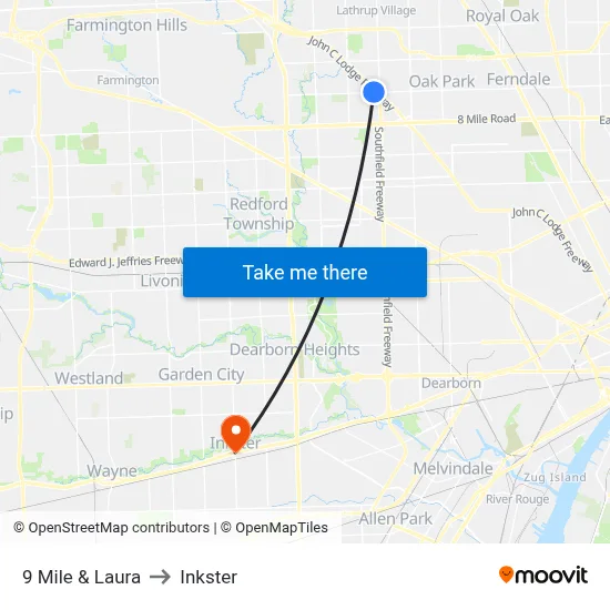 9 Mile & Laura to Inkster map