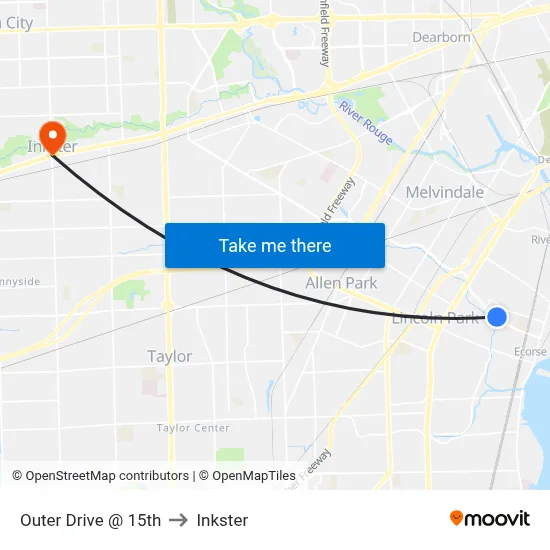 Outer Drive @ 15th to Inkster map