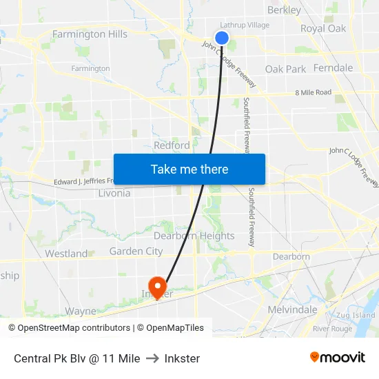 Central Park Boulevard & 11 Mile to Inkster map