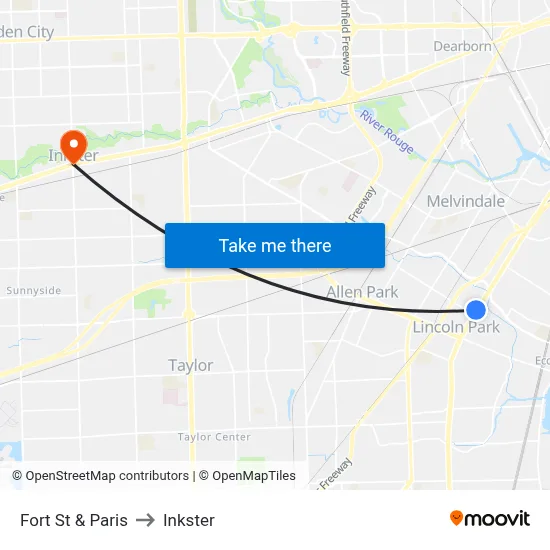 Fort St & Paris to Inkster map