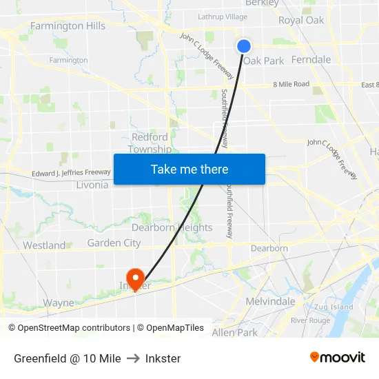 Greenfield @ 10 Mile to Inkster map