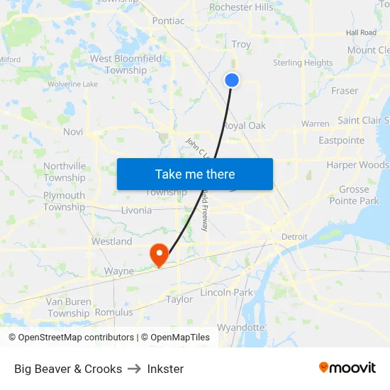 Big Beaver & Crooks to Inkster map
