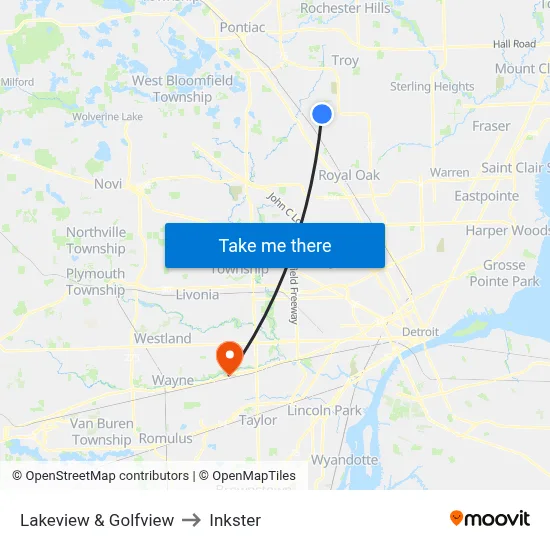 Lakeview & Golfview to Inkster map