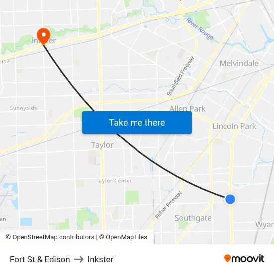 Fort & Edison to Inkster map