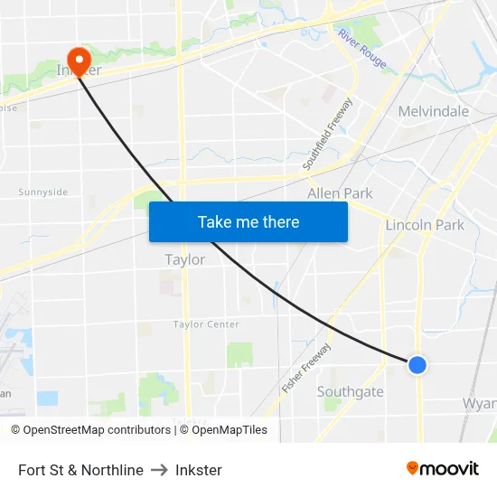 Fort St & Northline to Inkster map