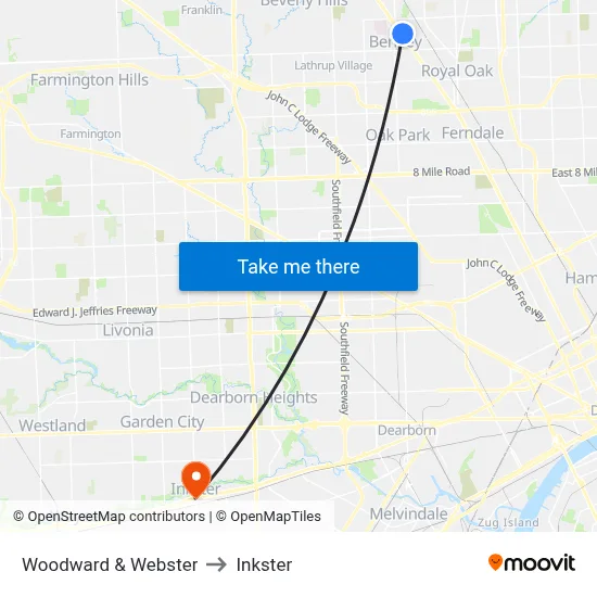 Woodward & Webster to Inkster map