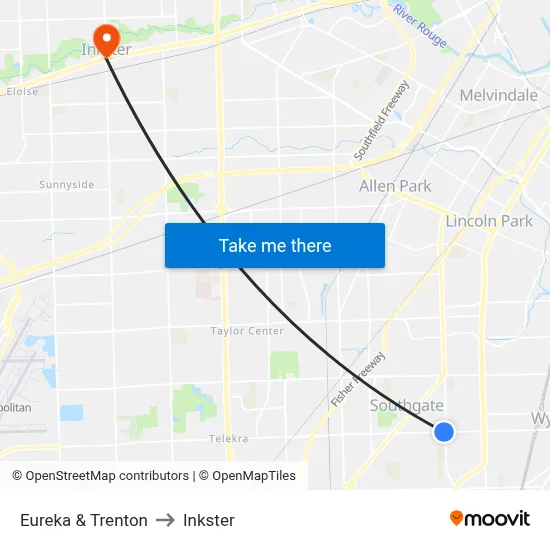 Eureka & Trenton to Inkster map