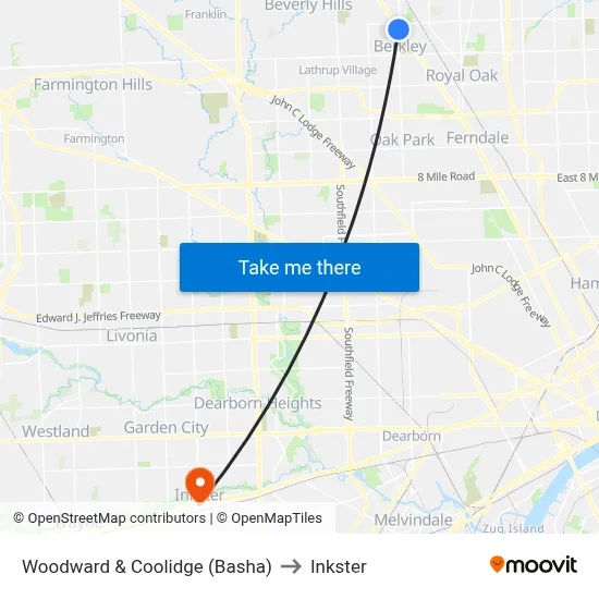 Woodward & Coolidge (Basha) to Inkster map