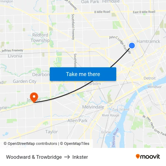 Woodward & Trowbridge to Inkster map