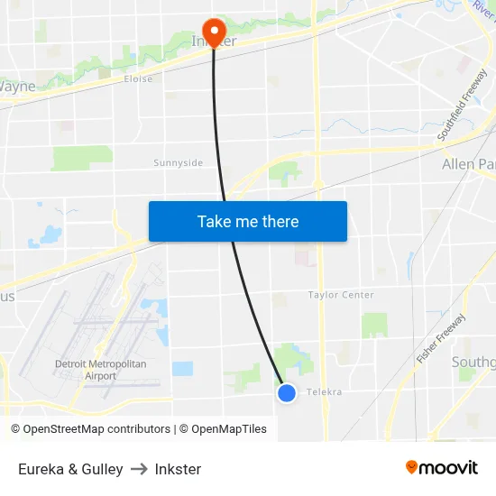 Eureka & Gulley to Inkster map