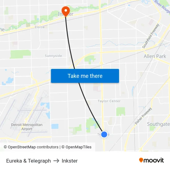 Eureka & Telegraph to Inkster map