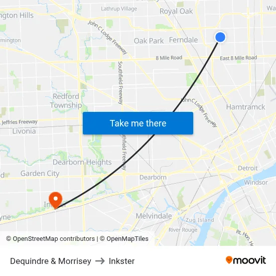 Dequindre & Morrisey to Inkster map