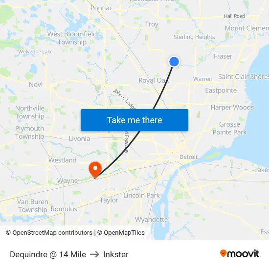 Dequindre @ 14 Mile to Inkster map