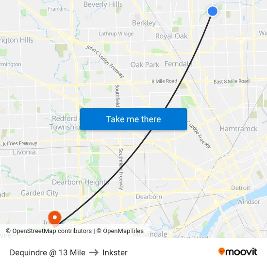 Dequindre @ 13 Mile to Inkster map