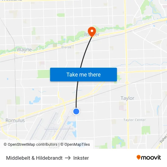 Middlebelt & Hildebrandt to Inkster map