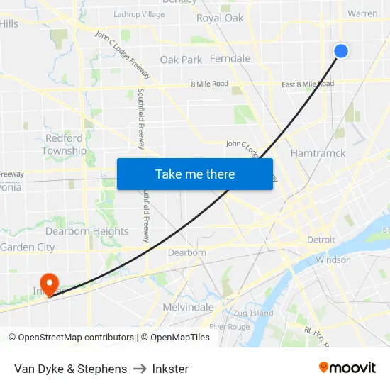 Van Dyke & Stephens to Inkster map