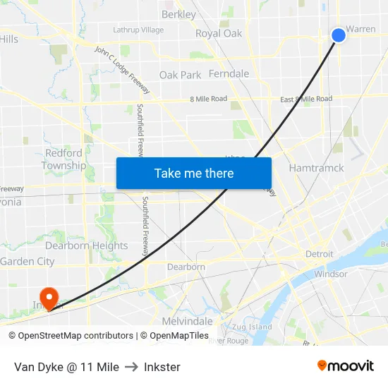 Van Dyke & 11 Mile to Inkster map