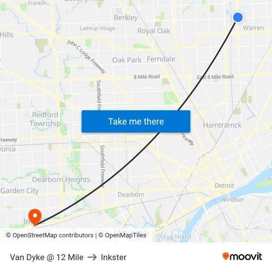 Van Dyke & 12 Mile to Inkster map