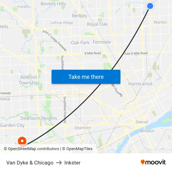 Van Dyke & Chicago to Inkster map