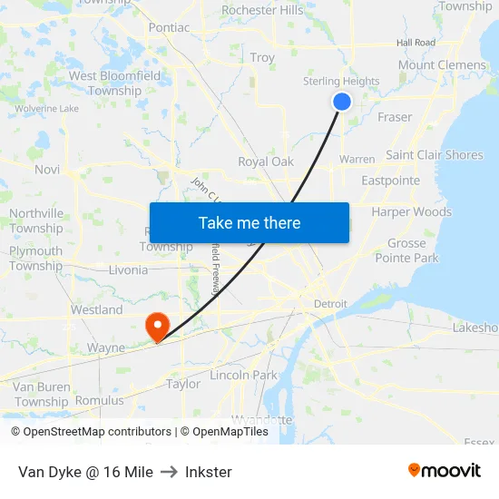 Van Dyke & 16 Mile to Inkster map