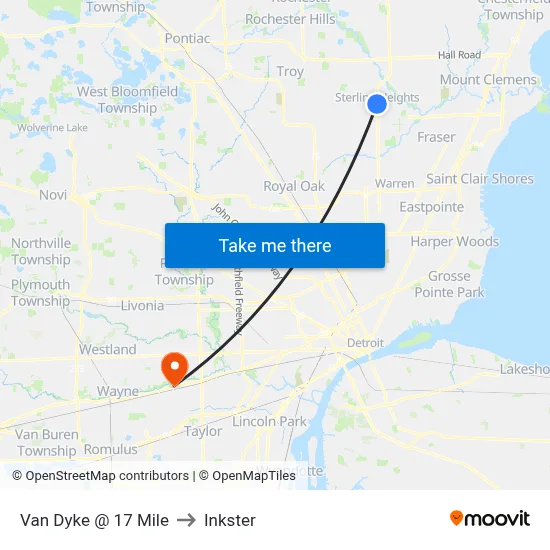 Van Dyke & 17 Mile to Inkster map