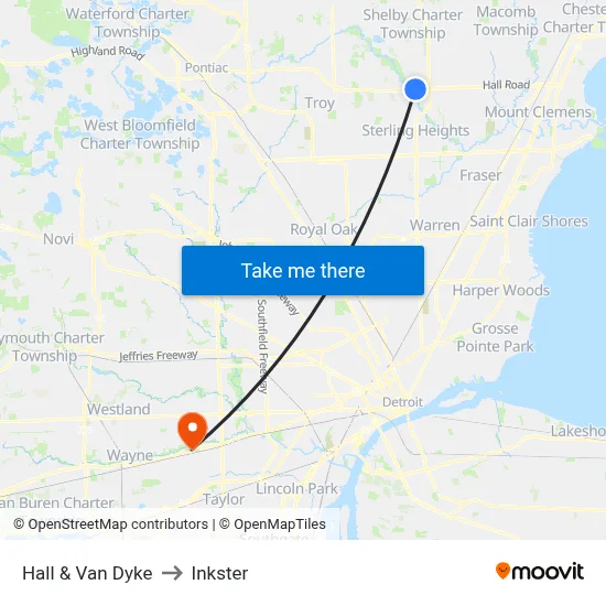 Hall & Van Dyke to Inkster map