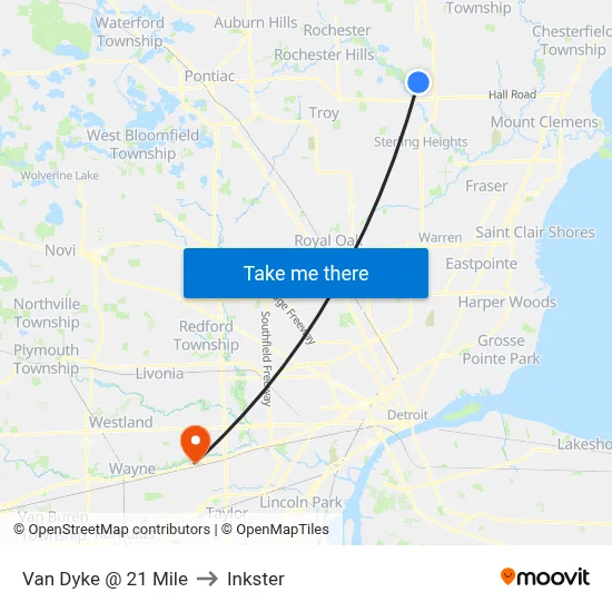 Van Dyke & 21 Mile to Inkster map