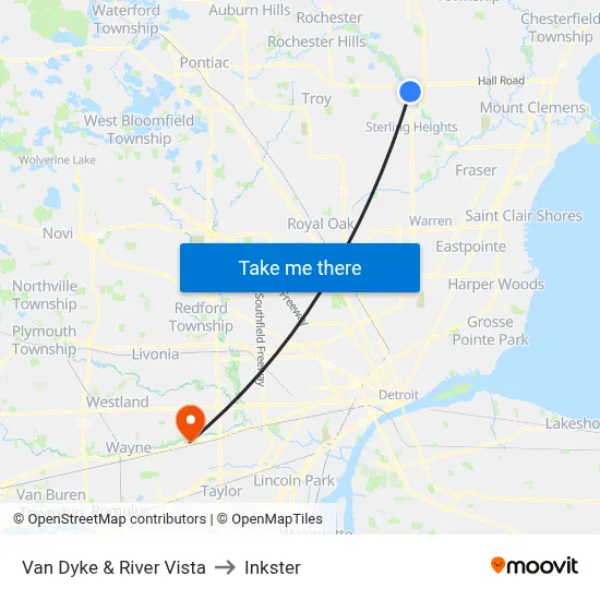 Van Dyke & River Vista to Inkster map