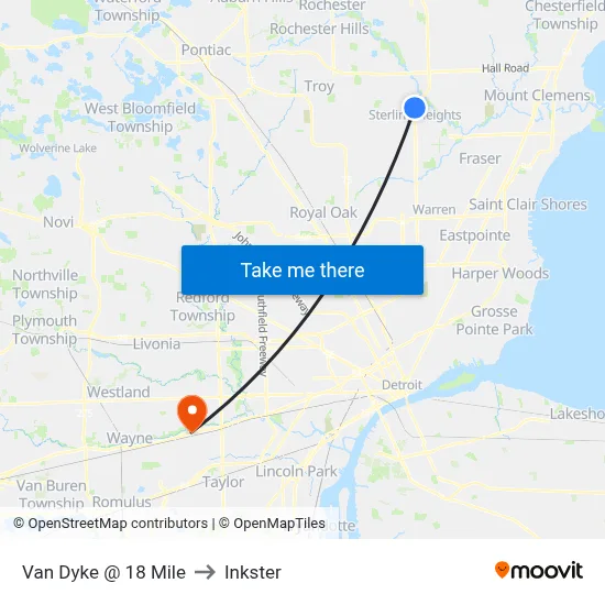 Van Dyke & 18 Mile to Inkster map