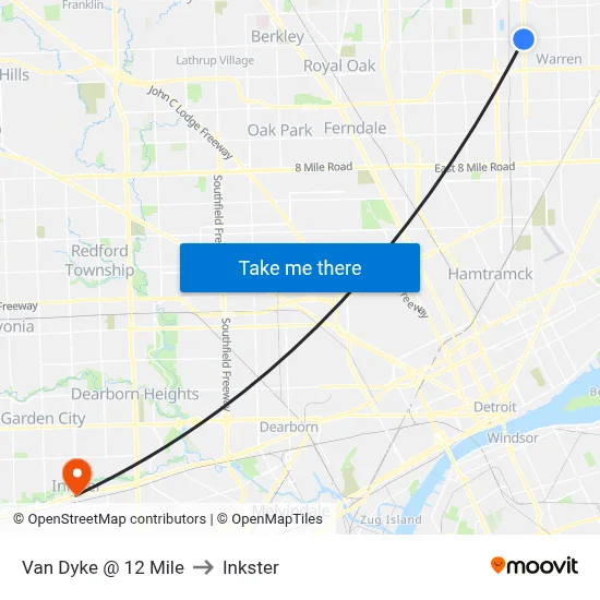 Van Dyke & 12 Mile to Inkster map