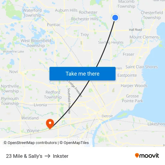 23 Mile & Sally's to Inkster map