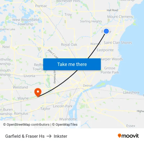 Garfield & Fraser Hs to Inkster map