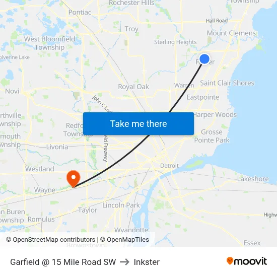 Garfield @ 15 Mile Road SW to Inkster map